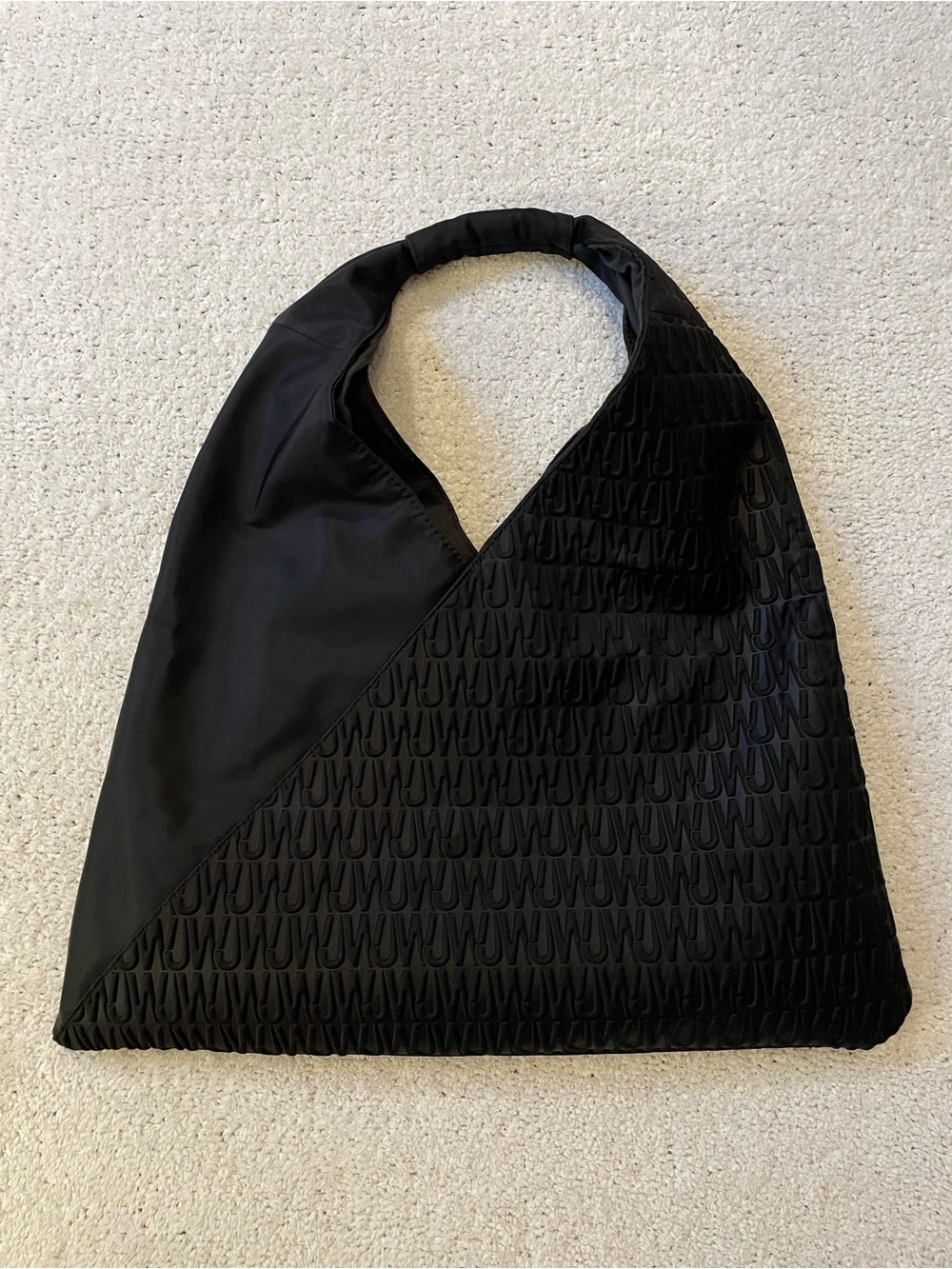 Jason Wu Black Shoulder Tote with Textured Logo Panel